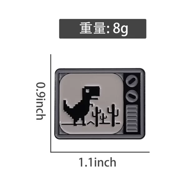 Pixel style animal enamel pins Retro TV little dinosaur brooch Backpack Hat Lapel Accessories Metal Badge Gift Jewelry Wholesale - Image 6