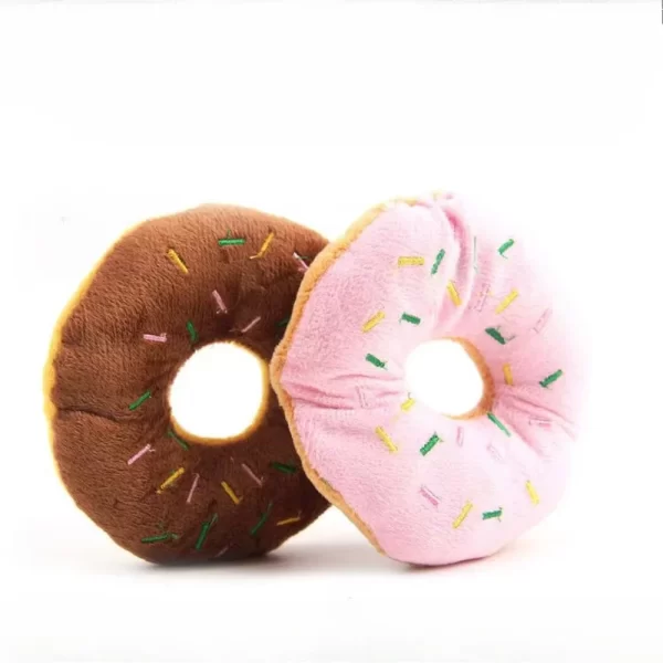 Soft Dog Donuts Plush Pet Dog Toys For Dogs Chew Toy Cute Puppy Squeaker Sound Toys Funny Puppy Small Medium Dog Interactive Toy