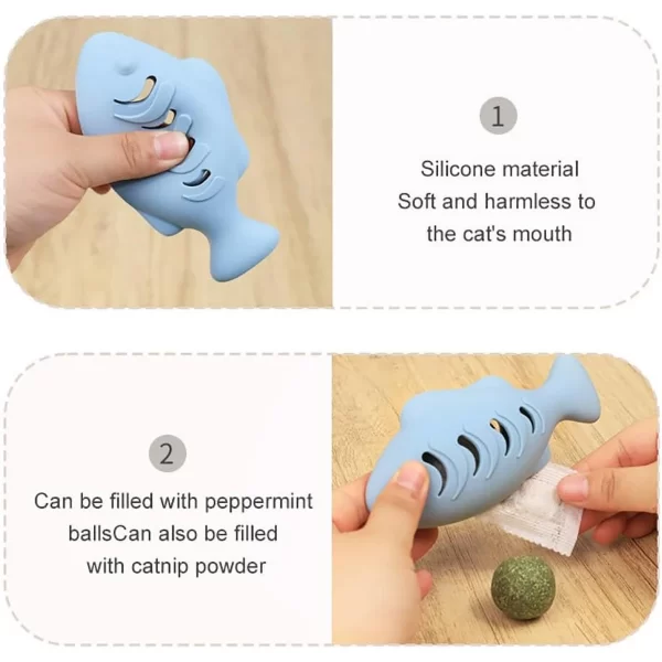 Interactive Cat Toy for Indoor Cats Food Dispenser Feeder Blue Treat & Catnip Stuffer Fun Engaging Pet Play - Image 2