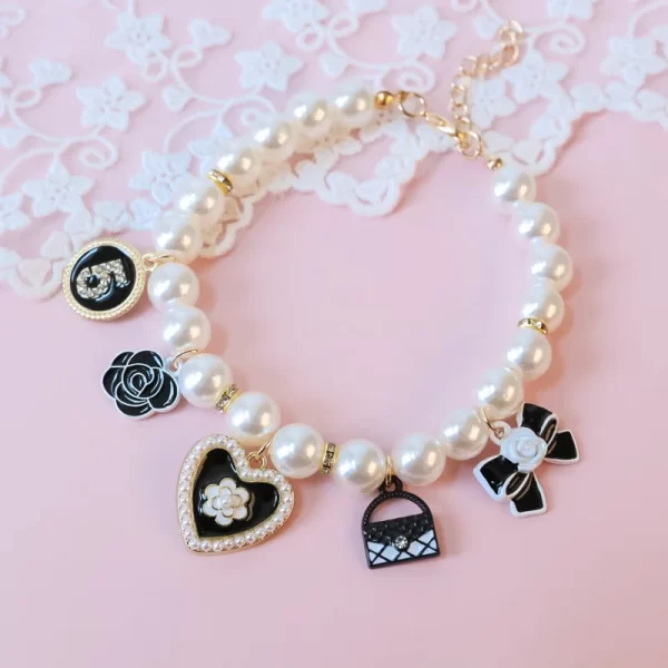 Pet Pearl Collar Little Cat Dog Love Pearl Necklace Cute Dog Jewelry Pet Accessories Puppy Necklace Bow Ties Dogs Pet Products