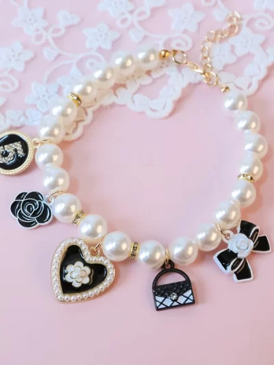 Pet Pearl Collar Little Cat Dog Love Pearl Necklace Cute Dog Jewelry Pet Accessories Puppy Necklace Bow Ties Dogs Pet Products
