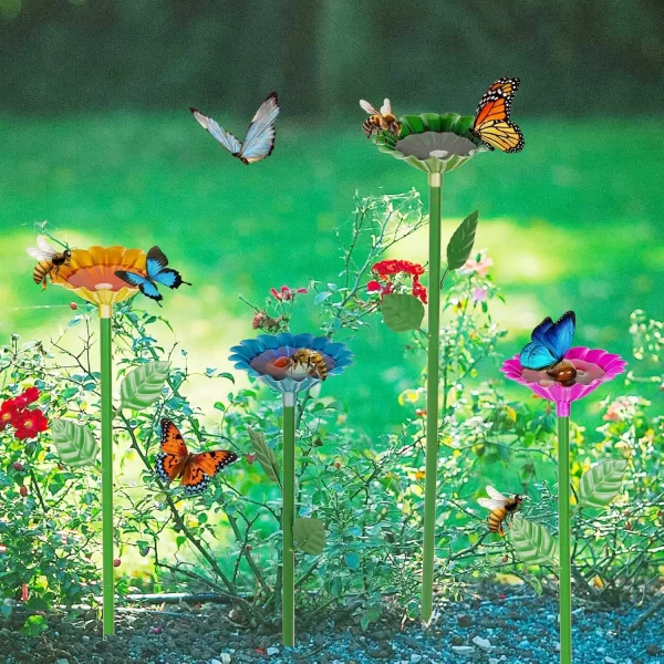 Bee Water Feeder For Outdoor, Bird Feeder Freestanding Birdbath for Yard Patio Outdoors Garden Iron Pedestal Stake - Image 4