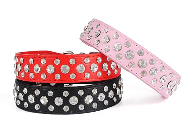 Pet collars for small dogs, pet collars, rhinestone PU collars for cats and dogs, adjustable to prevent pets from being lost - Image 19