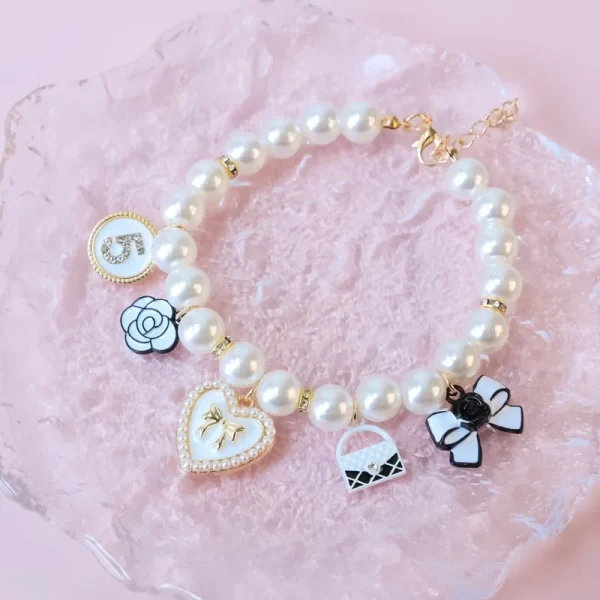 Pet Pearl Collar Little Cat Dog Love Pearl Necklace Cute Dog Jewelry Pet Accessories Puppy Necklace Bow Ties Dogs Pet Products - Image 2