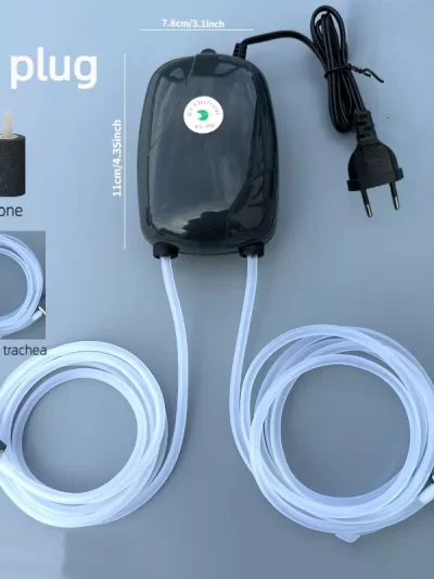 Aquarium Air Pump Fish Tank Mini Compressor Single Double Outlet with Check Valve Tube Aquatic Accessories 220V 3W 5W