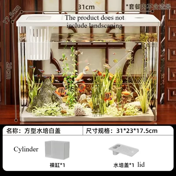 PET+ABS Fish Tank New Transparent with Lid Aquarium Drop Resistant Hydroponic Tank Turtle Tank Home  Lazy Fish Tank - Image 8