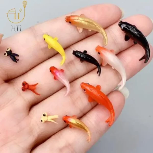 5pcs Quality Doll House Toy Fishing Rod Mini Fishing Net Goldfish Tank Koi Miniature Goldfish Round Square Tank Doll Accessories