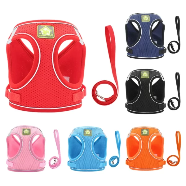 Reflective Pet Cat Harness Vest Leash Set Breathable Mesh Puppy Harnesses Adjustable Lead Leashes for Dogs Cats Supplies - Image 2