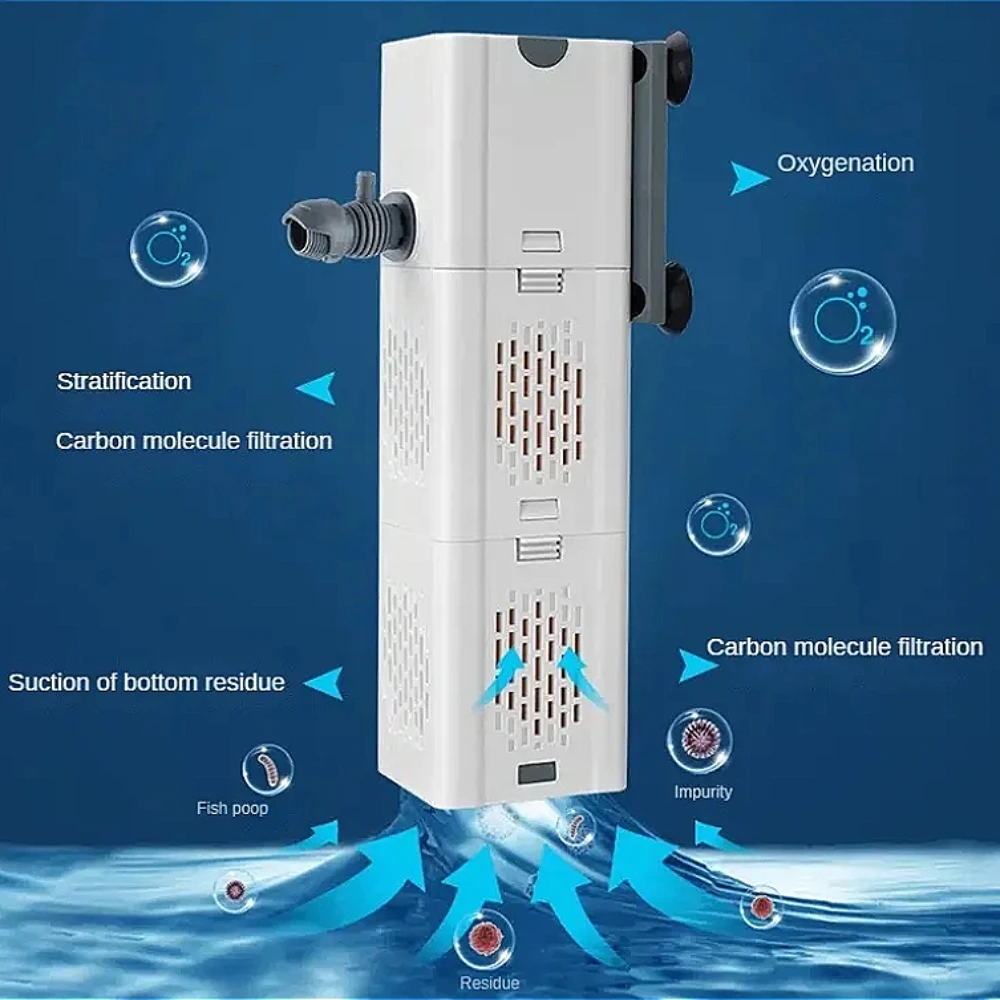 Fish Tank Filter 10w Aquarium Filter Pump Ultra-quiet Suitable for 30-40cm Built-in Oxygen Pump Water Circulation 220v700L/h - Image 4