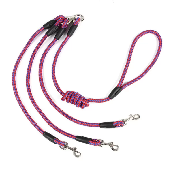 3 Way Dog Leashes Couplers for Walking 3 Dogs Pets Nylon Braided Rope No Tangle Dog Leashes for Small Dogs Dual Three Dogs Leash - Image 4
