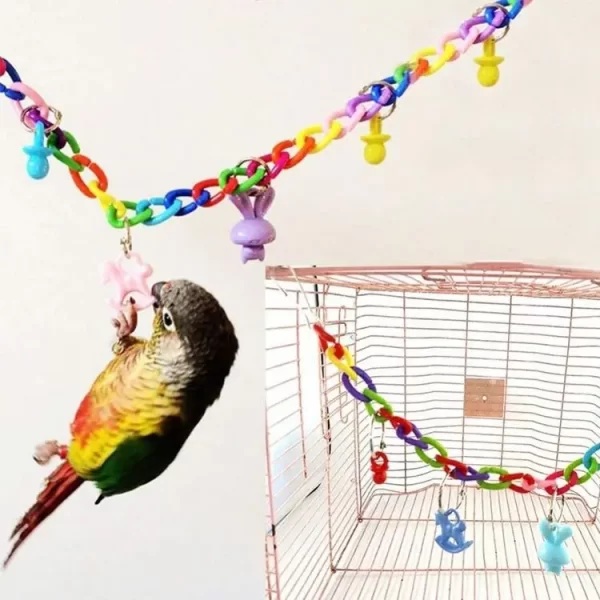 12pcs Pack Bird Toy Cage Bird Accessories Wood Parrot Toys Bird Toy Swing Suspension Bridge Ball Cage Bells Pet Supplies Set - Image 5