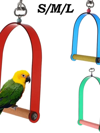 Cool Bird Parrot Swing Toy Acrylic Bird Perch Stand Playstand Hanging Cage Swings for Budgie Parrot Bird Accessories