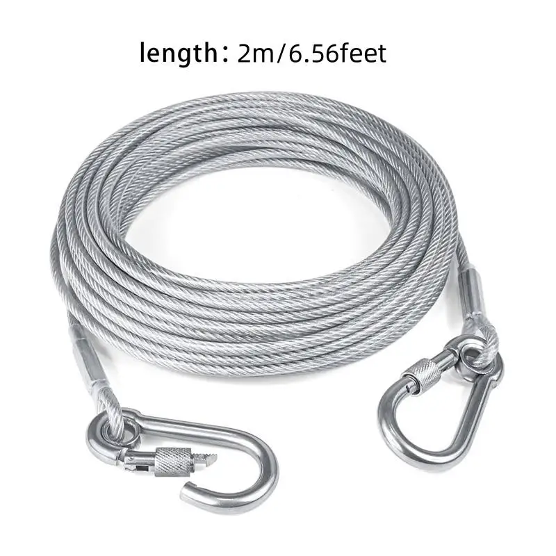 Steel Wire Dog Leashes With Two Head Dogs Anti-Bite Tie Out Cable For Big Pets Outdoor Double Steel Wire Rope Lead - Image 8