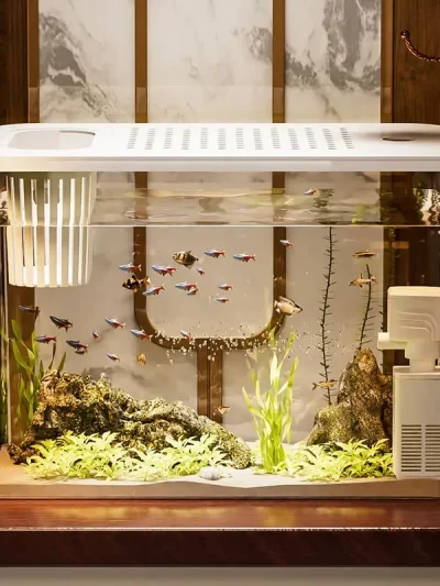 PET+ABS Fish Tank New Transparent with Lid Aquarium Drop Resistant Hydroponic Tank Turtle Tank Home  Lazy Fish Tank