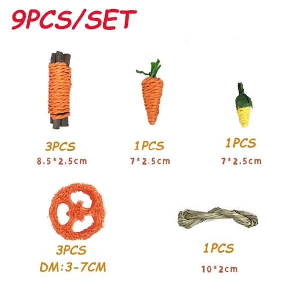 31/14/9/7pcs Guinea Pig Rabbit Chew Toys Tooth Cleaning Toy for Bunny Hamster Molar Toys for Teeth Health Rabbit Accessories - Image 8