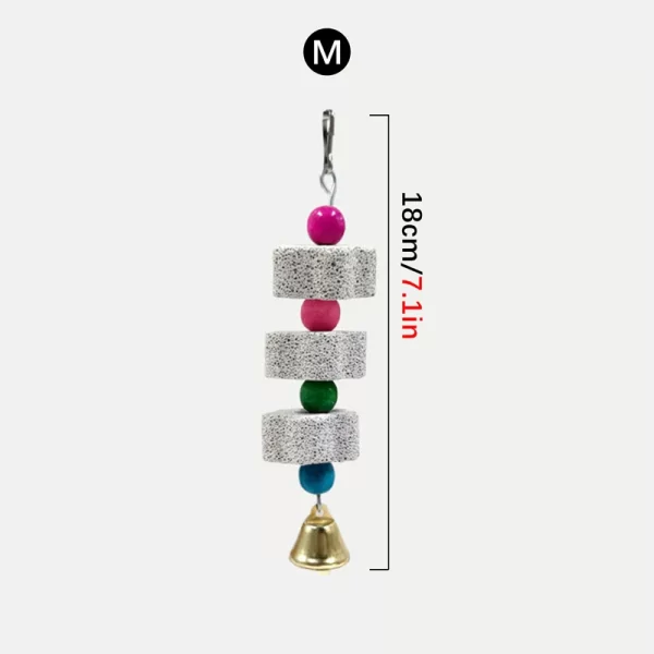 Bird Cage Toy Mineral Molar Stone Chewing Toy Flower Shape Hanging Type with Bells Sounding Toy for Parrot Bird Accessories - Image 8