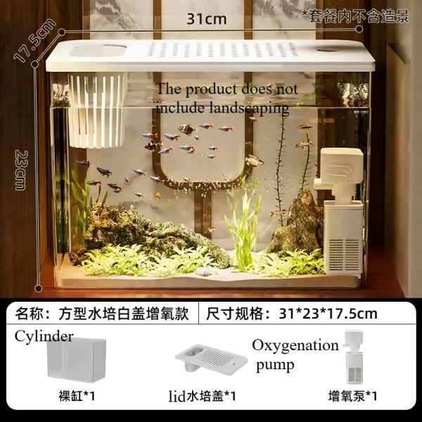 PET+ABS Fish Tank New Transparent with Lid Aquarium Drop Resistant Hydroponic Tank Turtle Tank Home  Lazy Fish Tank - Image 12