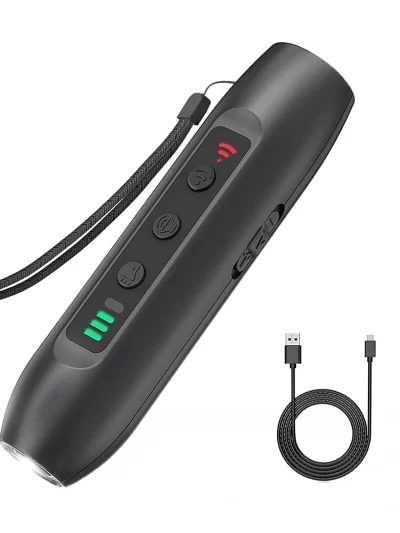 Ultrasonic Dog Repeller Rechargeable Plastic Dog Repellents with LED Flashlight Electronic Training Devices 3 Modes Pet Products