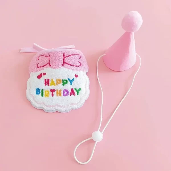Adorable Cat Puppy Birthday Party Hat & Bandana Set Doggy Cat Adjustable Drool Scarf Accessories Pet Birthday Costume Supplies - Image 9