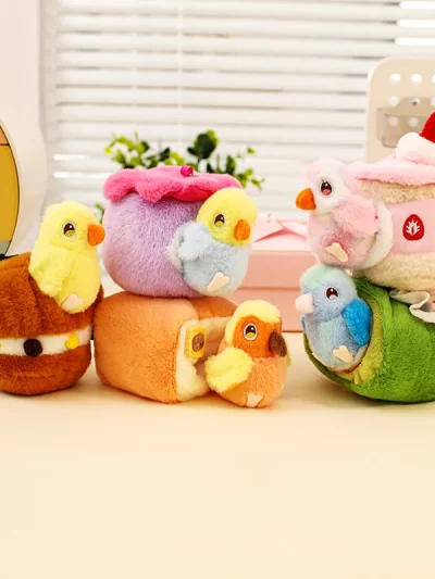 12cm Kawaii Bird Plush Toys Mini Artificial Bird Pendants Cute Lifelike A hanger with A Bird's Nest for kids Birthday Xmas Gifts