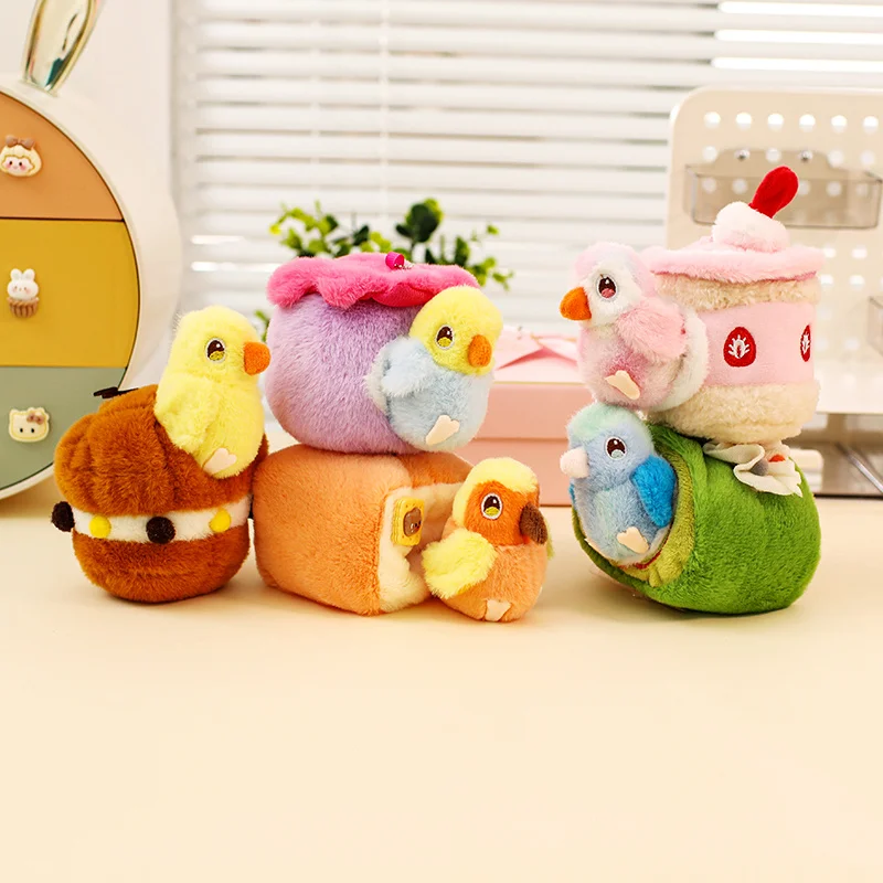 12cm Kawaii Bird Plush Toys Mini Artificial Bird Pendants Cute Lifelike A hanger with A Bird's Nest for kids Birthday Xmas Gifts