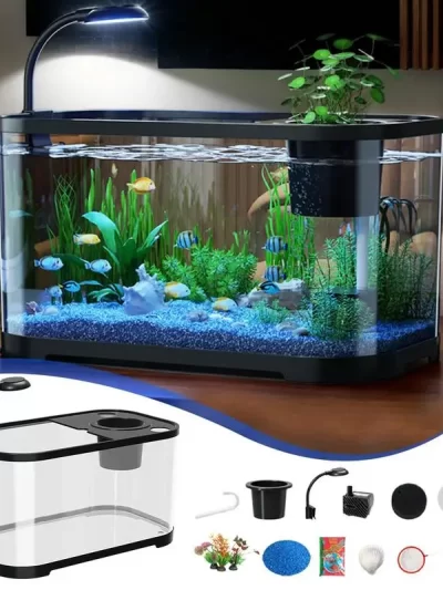Small Aquarium Kit Betta Fish Tank for Beginners Desktop Beginner Aquarium Household Fish Bowl for Betta Tortoise Frog