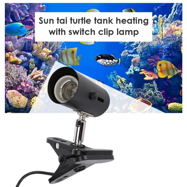 E27 Heating Reptile Lamp Holder UVA UVB Clip-on Bulb Cover for Pet Light Tortoise Ceramic Heater Lamp Holder with Switch Clip - Image 2