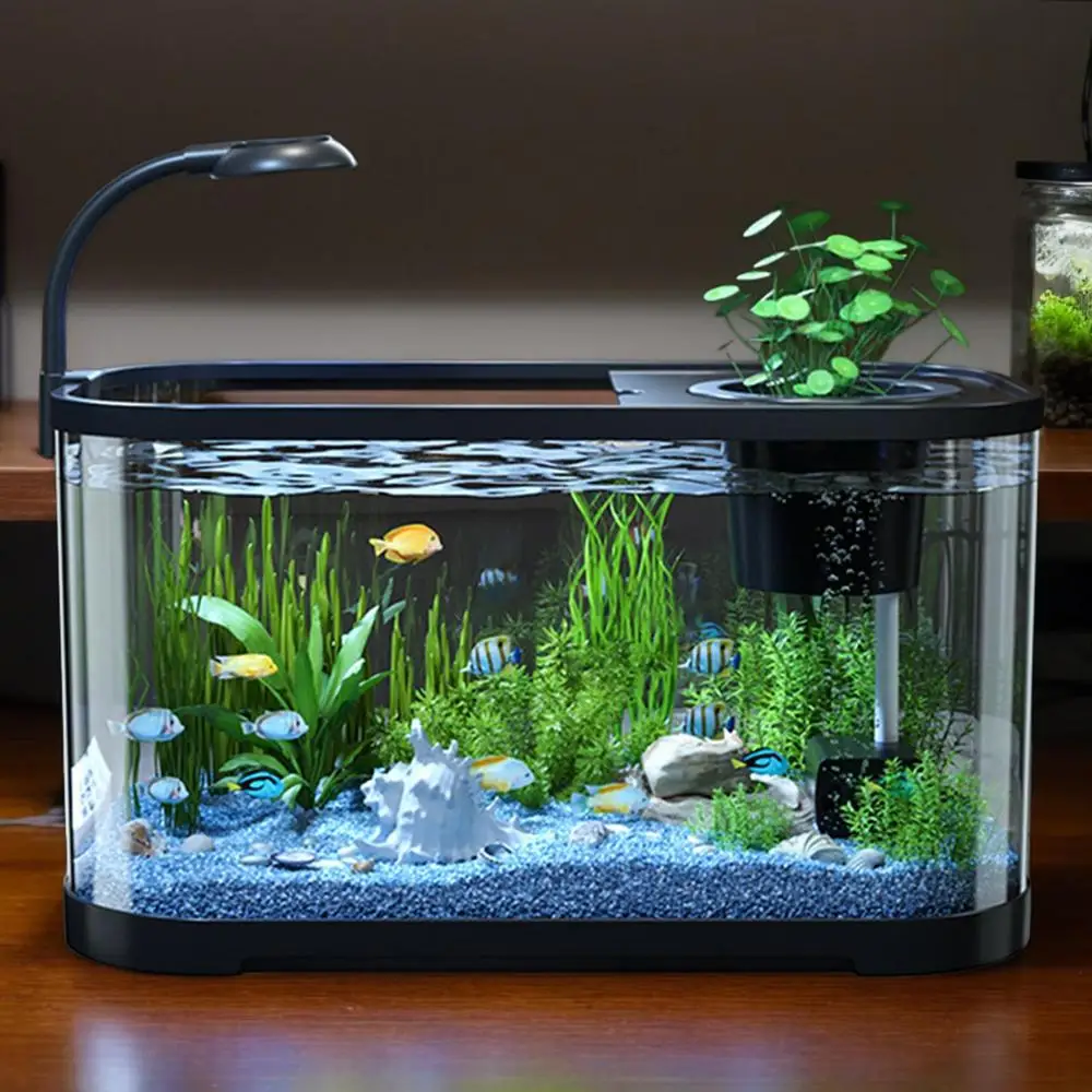Small Aquarium Kit Betta Fish Tank for Beginners Desktop Beginner Aquarium Household Fish Bowl for Betta Tortoise Frog - Image 10