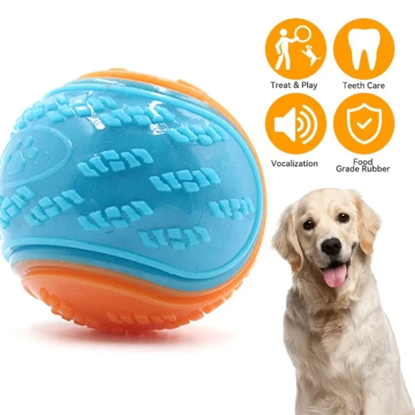 Dog Squeaky Toys Balls Strong Rubber Durable Bouncy Chew Ball Bite Resistant Puppy Training Sound Toy Teeth Clean Pet Supplies - Image 2
