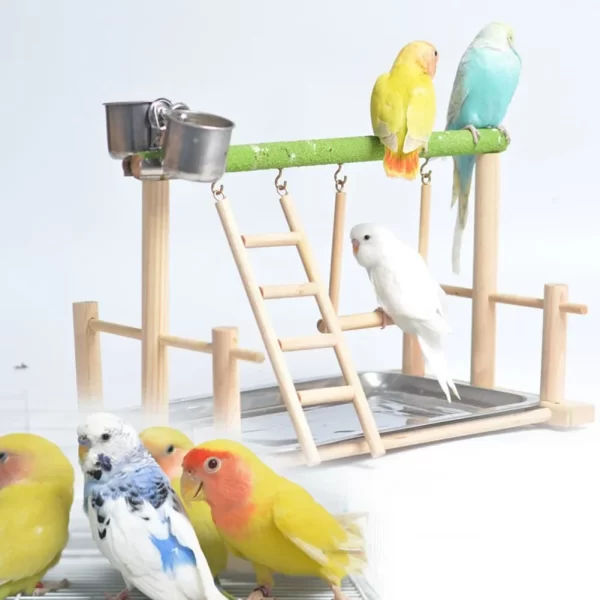 1Pc Pet Bird Toy Activity Center Birdcage Stands with Bird Perch Ladder Hammock Feeder Playground for Cockatiel Parrot - Image 3