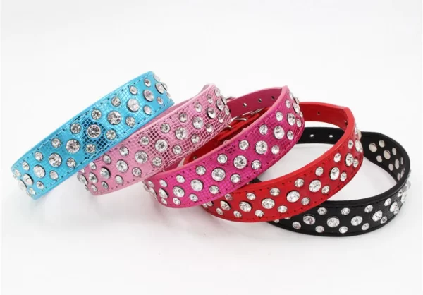 Pet collars for small dogs, pet collars, rhinestone PU collars for cats and dogs, adjustable to prevent pets from being lost - Image 26