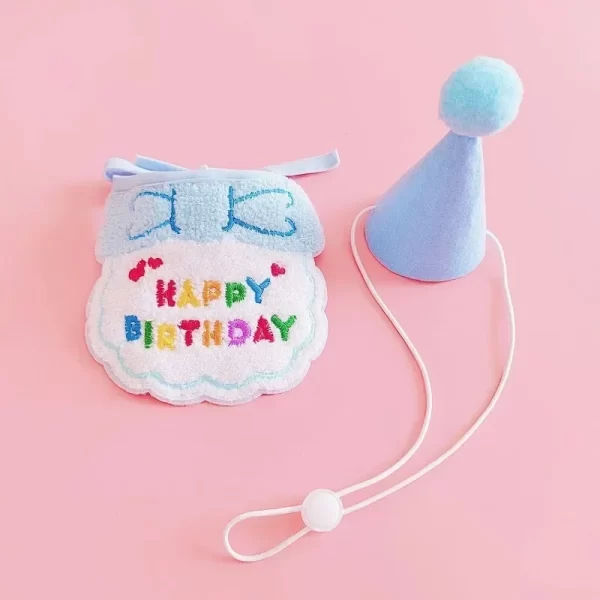 Adorable Cat Puppy Birthday Party Hat & Bandana Set Doggy Cat Adjustable Drool Scarf Accessories Pet Birthday Costume Supplies - Image 7
