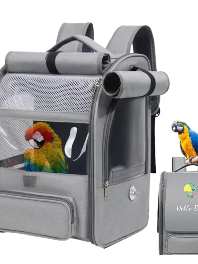 5 pieces Parrot Backpack Travel Transport Bird Cage With Stainless Steel Tray Foldable Bird Breathable Double-shoulder Backpack