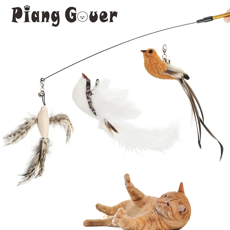 2PCS Fake Bird Accessories oF Funny Cat Stick Feather Cat Toy Cat Teaser Stick DIY Pet Toy - Image 3