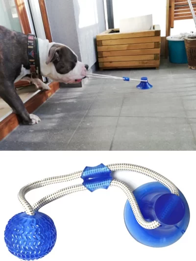 Dog Toys Pet Puppy Interactive Suction Cup Push TPR Ball Toys Molar Bite Toy Elastic Ropes Dog Tooth Cleaning Chewing Supplies