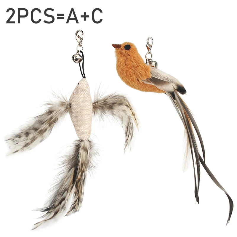2PCS Fake Bird Accessories oF Funny Cat Stick Feather Cat Toy Cat Teaser Stick DIY Pet Toy - Image 11