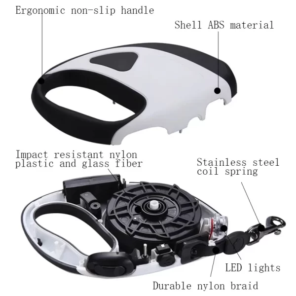 Pet Dog Retractable Leash With LED Shining 3m 5m Automatic Stretching Dog Hand Holding Fiber Rope Pet Supplies Leashes - Image 8