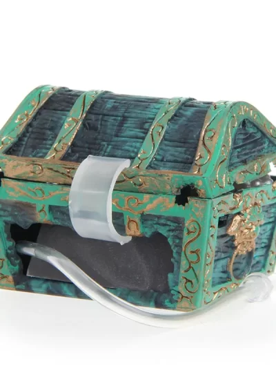 2025 New Treasure Chest Shaped Aquarium Air Action Ornament Fish Tank Aquascaping Decor