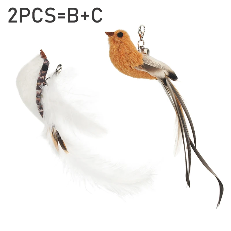 2PCS Fake Bird Accessories oF Funny Cat Stick Feather Cat Toy Cat Teaser Stick DIY Pet Toy - Image 9