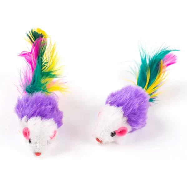 Cute Mini Soft Fleece False Mouse Cat Toys Colorful Feather Funny Playing Training Toys For Cats Kitten Puppy Pet Supplies - Image 4
