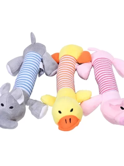 Popular Pet Dog Cat Funny Fleece Durability Plush Dog Toys Squeak Chew Sound Toy Fit for All Pets Elephant Duck Pig Plush Toys