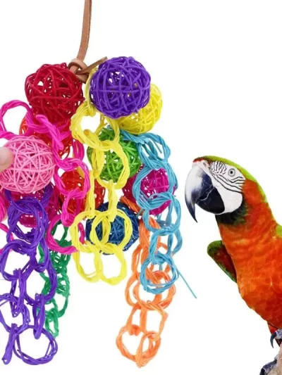 Pet Bird Toys Colorful Rattan Balls Strings Parrot Bite Chew Toys Bird Accessories Supplies Pet Parrot Toy Random Delivery