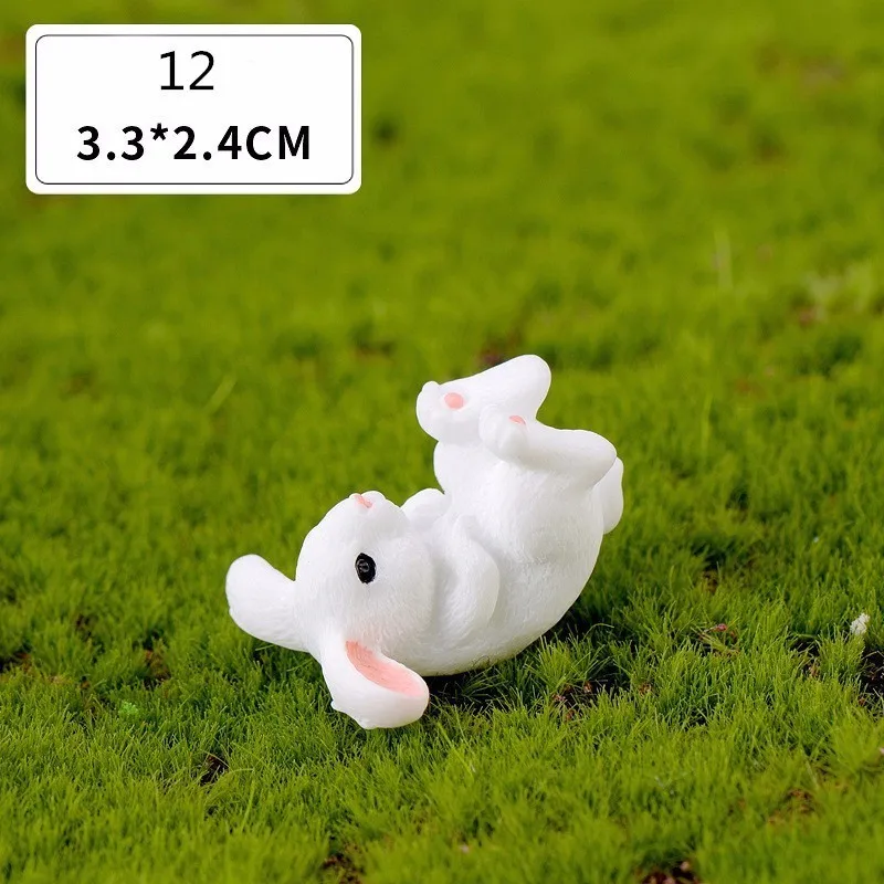 1 Pcs 12 Style Rabbit Easter Decoration Miniature Hare Animal Figurine Resin Craft Mini Bunny Garden Ornament DIY Accessories - Image 17