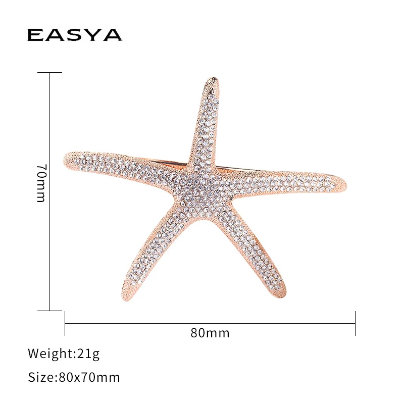EASYA New Fashion Full Crystal Starfish Hairpin Hair Barrettes Accessories Large Rhinestone Hair Clips Headwear For Women Girls - Image 2