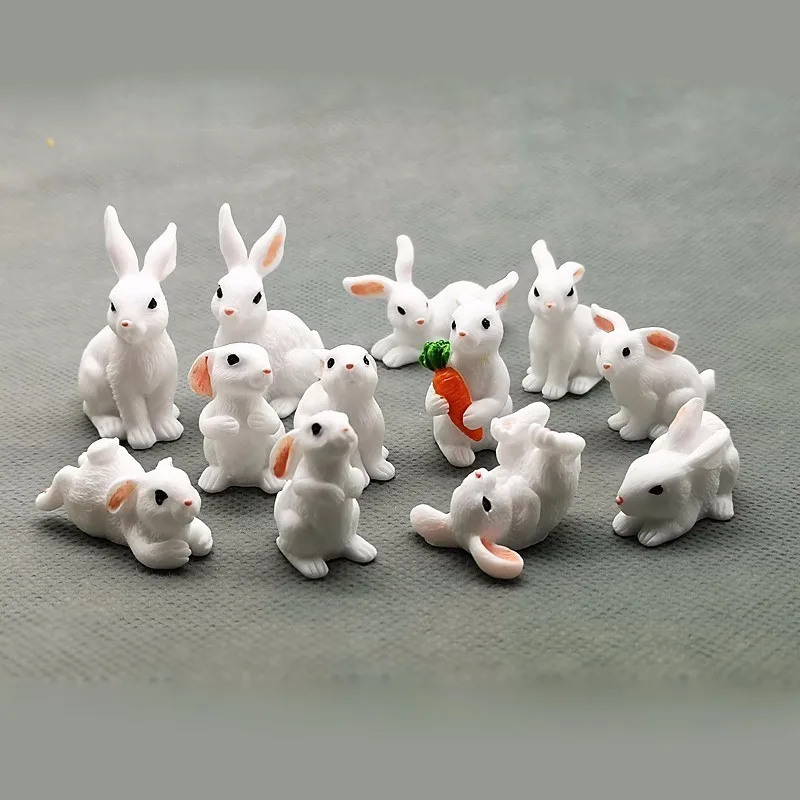 1 Pcs 12 Style Rabbit Easter Decoration Miniature Hare Animal Figurine Resin Craft Mini Bunny Garden Ornament DIY Accessories - Image 5