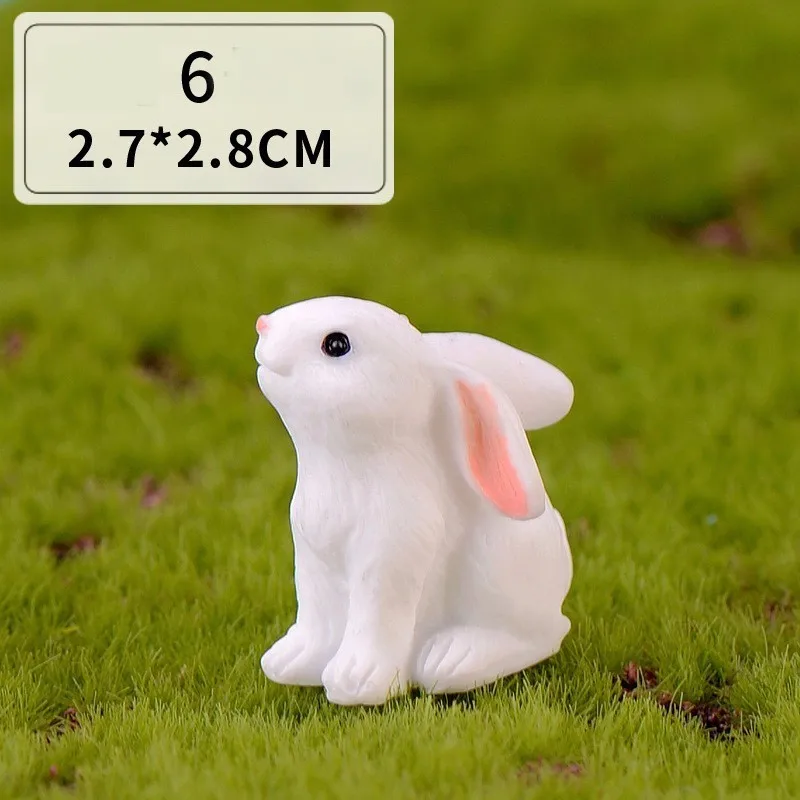 1 Pcs 12 Style Rabbit Easter Decoration Miniature Hare Animal Figurine Resin Craft Mini Bunny Garden Ornament DIY Accessories - Image 10