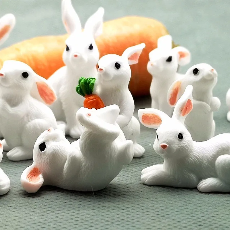 1 Pcs 12 Style Rabbit Easter Decoration Miniature Hare Animal Figurine Resin Craft Mini Bunny Garden Ornament DIY Accessories - Image 3