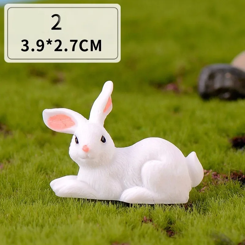 1 Pcs 12 Style Rabbit Easter Decoration Miniature Hare Animal Figurine Resin Craft Mini Bunny Garden Ornament DIY Accessories - Image 7