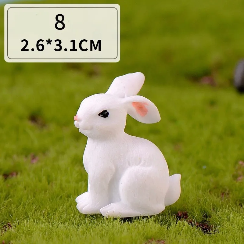 1 Pcs 12 Style Rabbit Easter Decoration Miniature Hare Animal Figurine Resin Craft Mini Bunny Garden Ornament DIY Accessories - Image 13