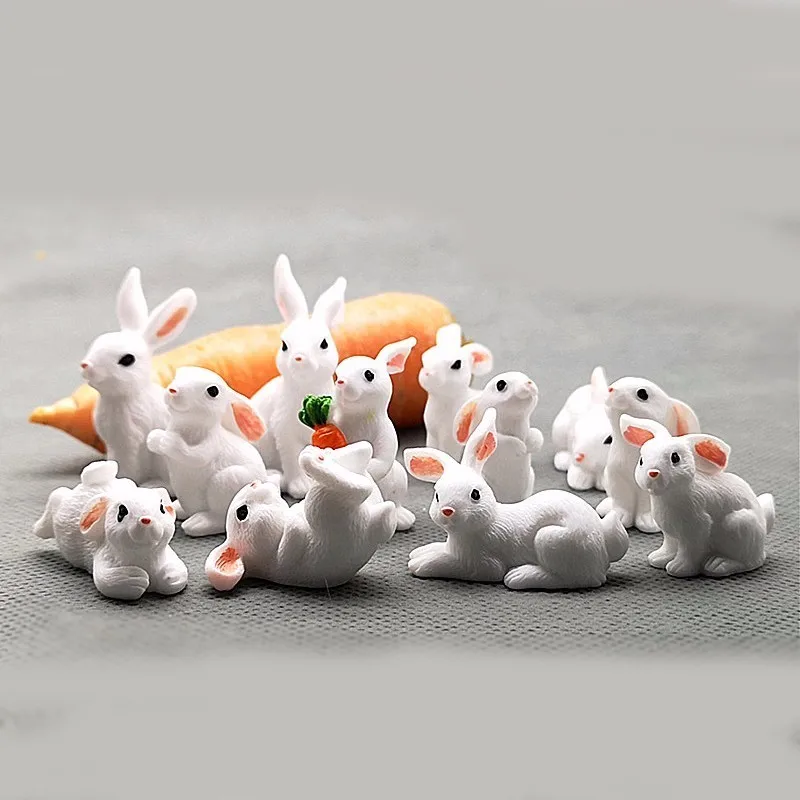 1 Pcs 12 Style Rabbit Easter Decoration Miniature Hare Animal Figurine Resin Craft Mini Bunny Garden Ornament DIY Accessories - Image 2